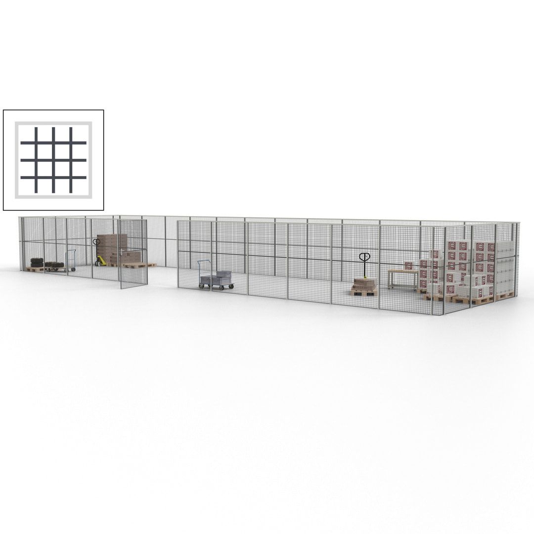 Maschinen Schutzgitter - Hallentrennwand - Sicherheitszaun - Tür - 45 m - 2.200 x 18.400 x 4.900 mm (HxBxT) - enzianblau