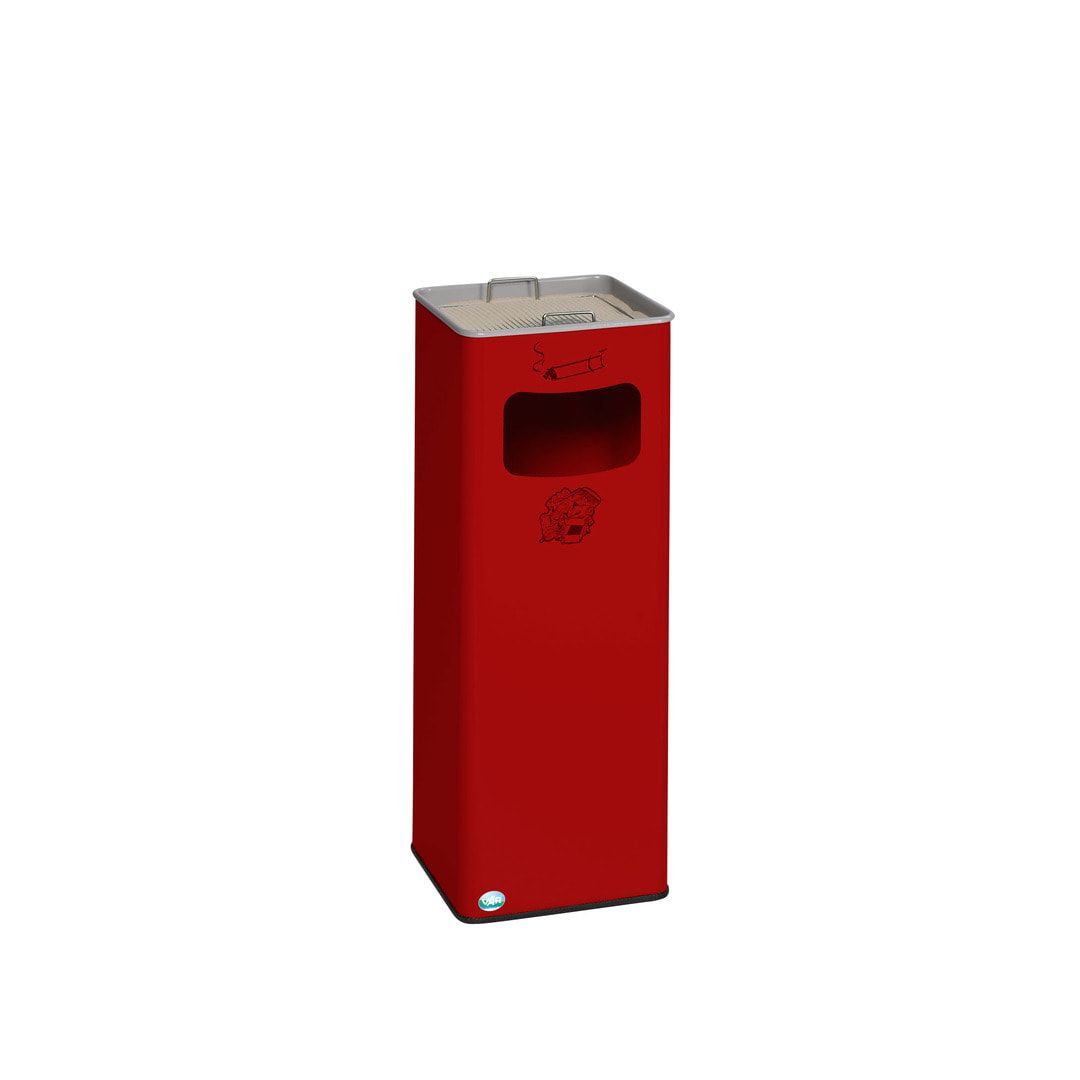 Abfallsammler mit Ascher - viereckig - Volumen 32 l - 665 x 260 x 260 mm (HxBxT) - Antik silber