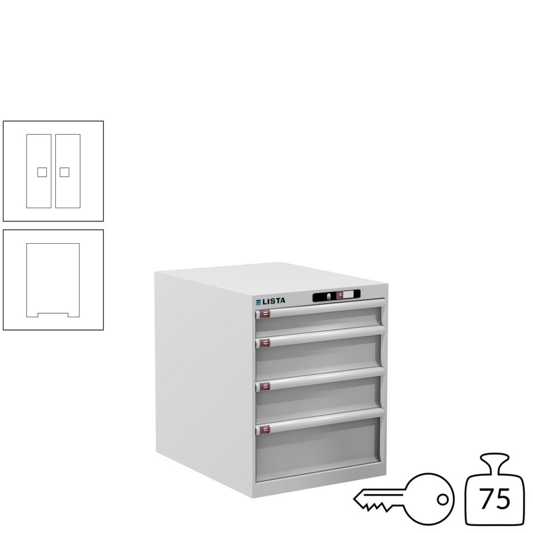 Lista Schubladenschrank - 14.350.010 - 700x564x725 mm (HxBxT) - 4 Schubladen - 75 kg - Key Lock - lichtblau (RAL 5012)