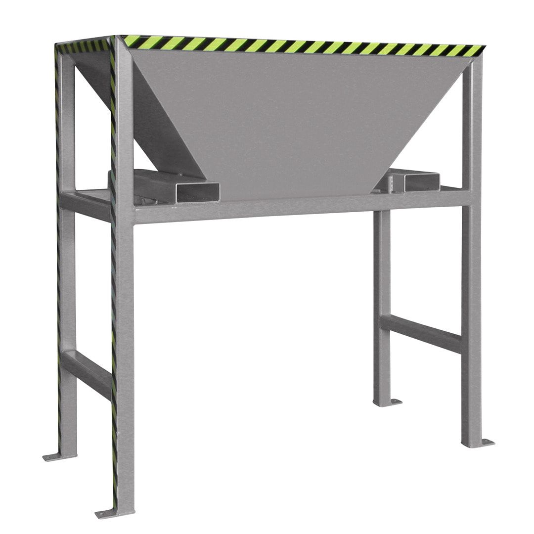 Befülltrichter für Big-Bags und Container - mit Ständer - 2.050 x 1.980 x 980 mm (HxBxT) - feuerrot (RAL 3000)