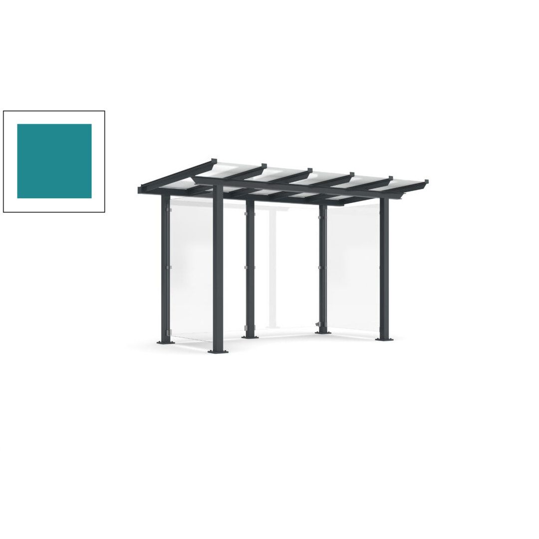 Unterstand mit Pultdach und Sicherheitsglas - feuerverzinkt und farbbeschichtet - 2.435 x 3.850 x 2.090 (HxBxT) - Farbe Achatgrau