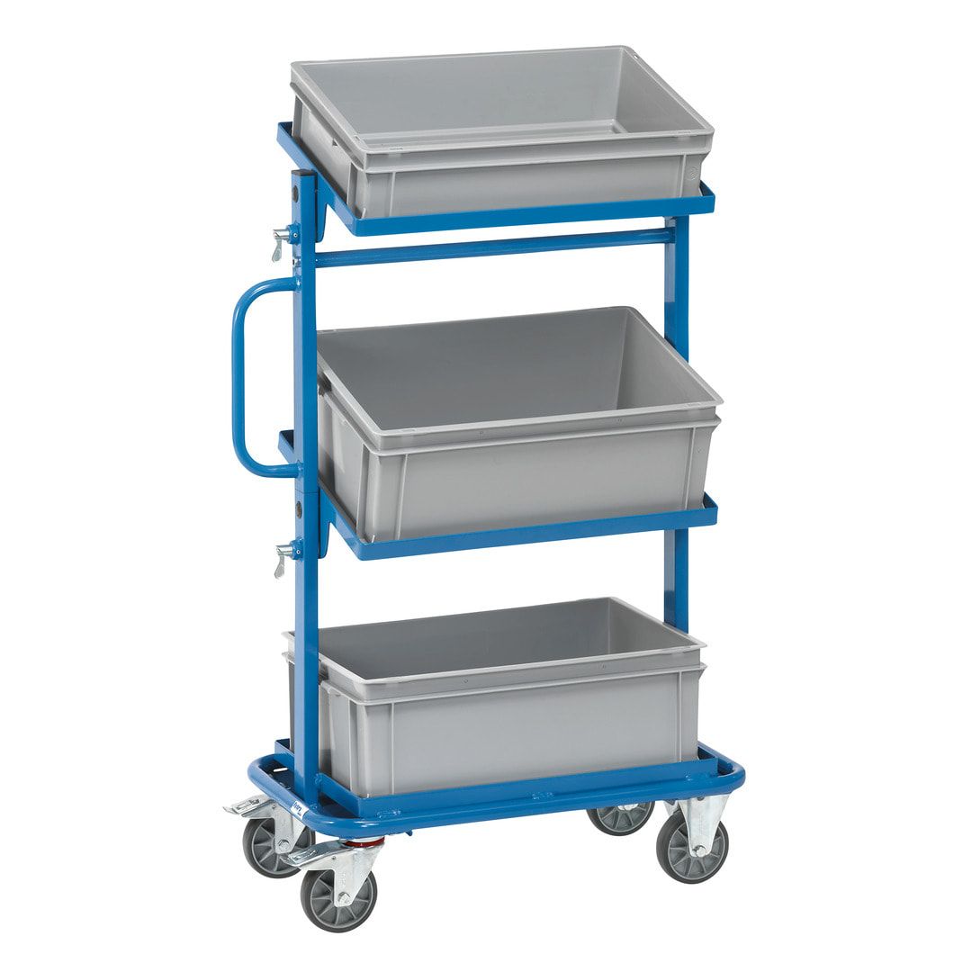 Fetra - Etagenwagen für Eurokästen - 200 kg - (BxT) 400 x 600 mm - 3 neigbare Rahmen