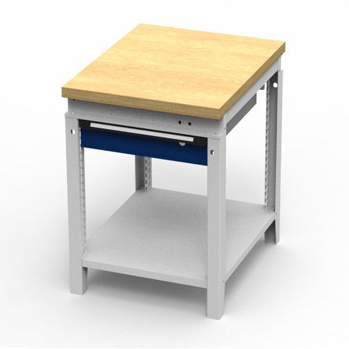 OTTOKIND Werkbank - Arbeitsplatte bündig - 850 x 605 x 750 mm (HxBxT) - Schublade - Ablageboden - lichtgrau