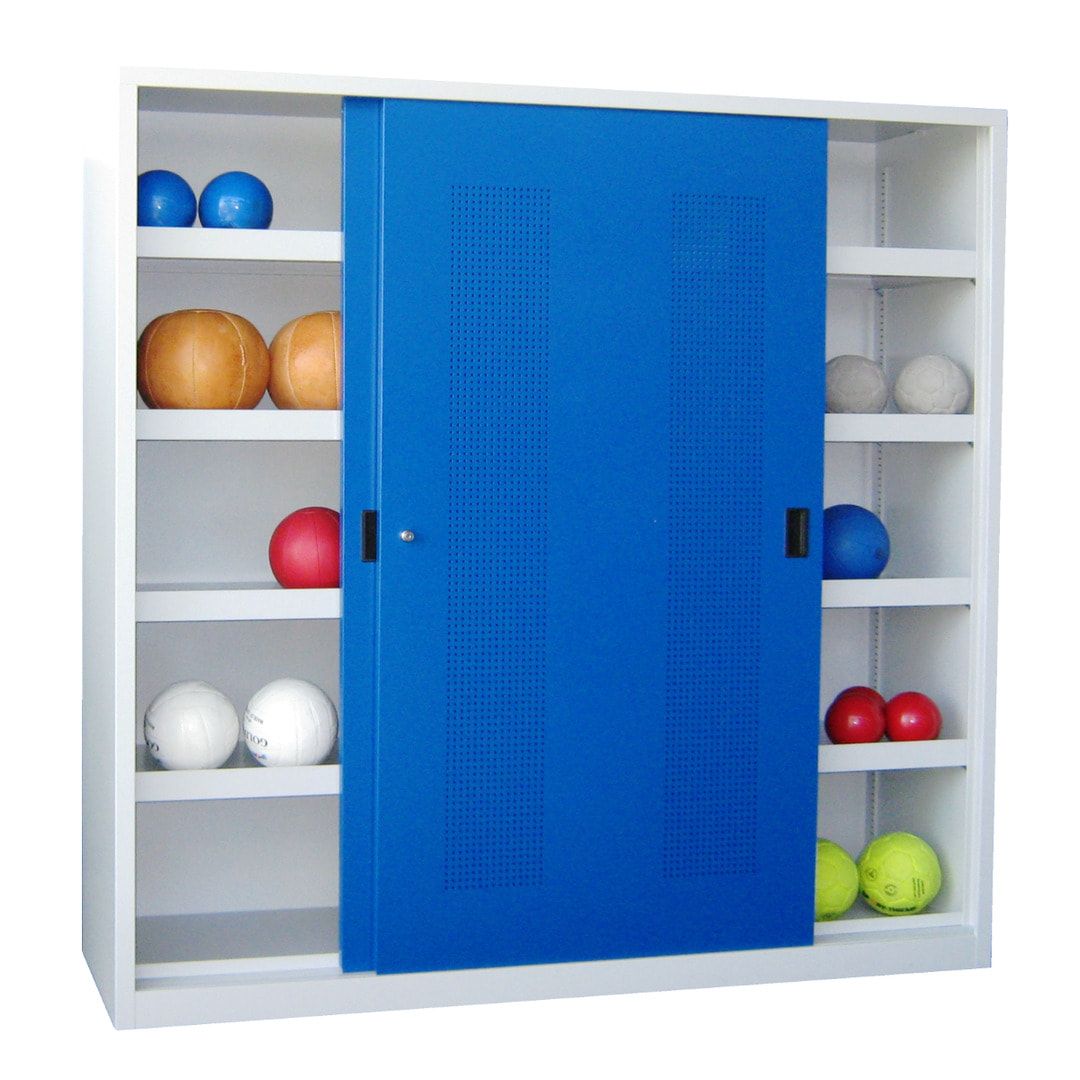 Ballschrank - Schiebetüren - Trennwand - 8 Böden - 1.950x1.500x600 mm (HxBxT) - anthrazitgrau