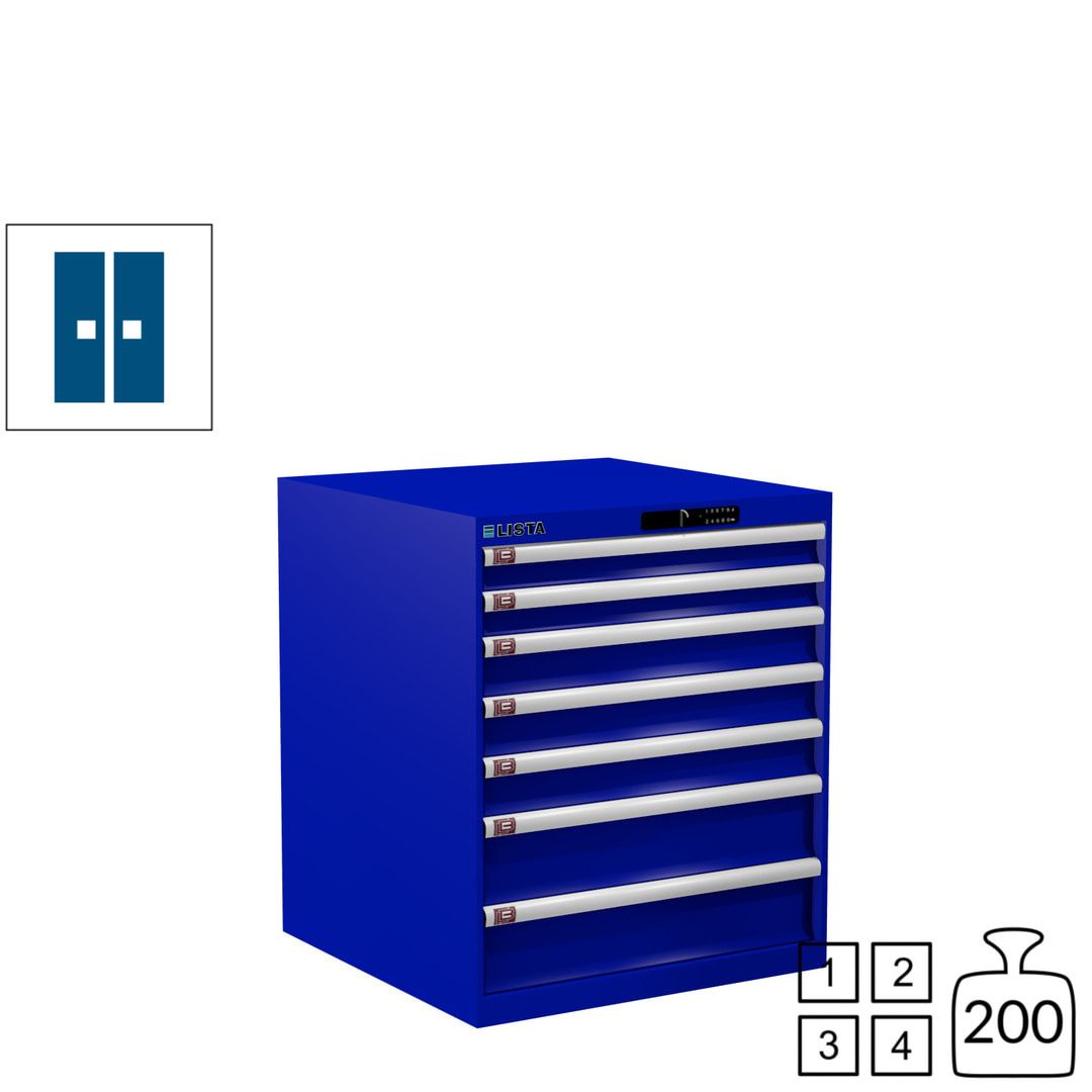 Lista Schubladenschrank - 14.409.010 - 850x717x725 mm (HxBxT) - 7 Schubladen - 75 kg - Key Lock - lichtblau (RAL 5012)