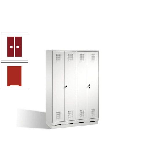 Doppel-Spind, Doppeltüren, Garderobenschrank mit Sockel, 4 Abteile a 300 mm, Korpus anthrazitgrau, Tür anthrazitgrau, 1.800 x 1.200 x 500 mm (HxBxT)
