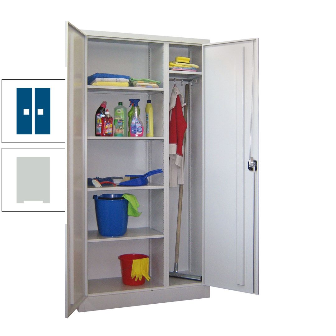 Putzschrank mit Trennwand - 1.950x1.000x400 mm (HxBxT) - Böden pulverbeschichtet - anthrazitgrau