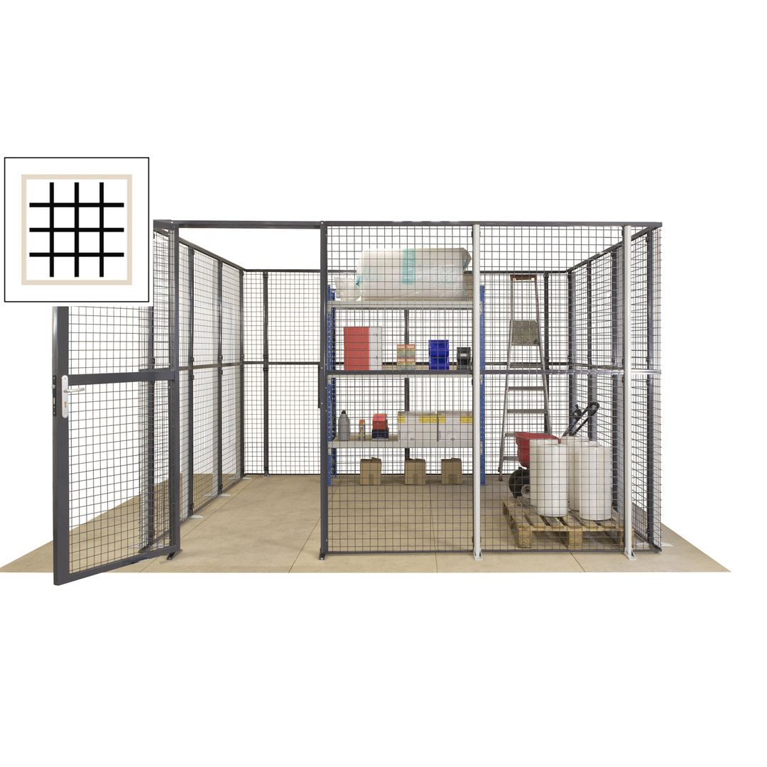 Maschinen Schutzgitter - Hallentrennwand - Sicherheitszaun - Tür - 72 m - 2.200 x 21.400 x 15.400 mm (HxBxT) - enzianblau