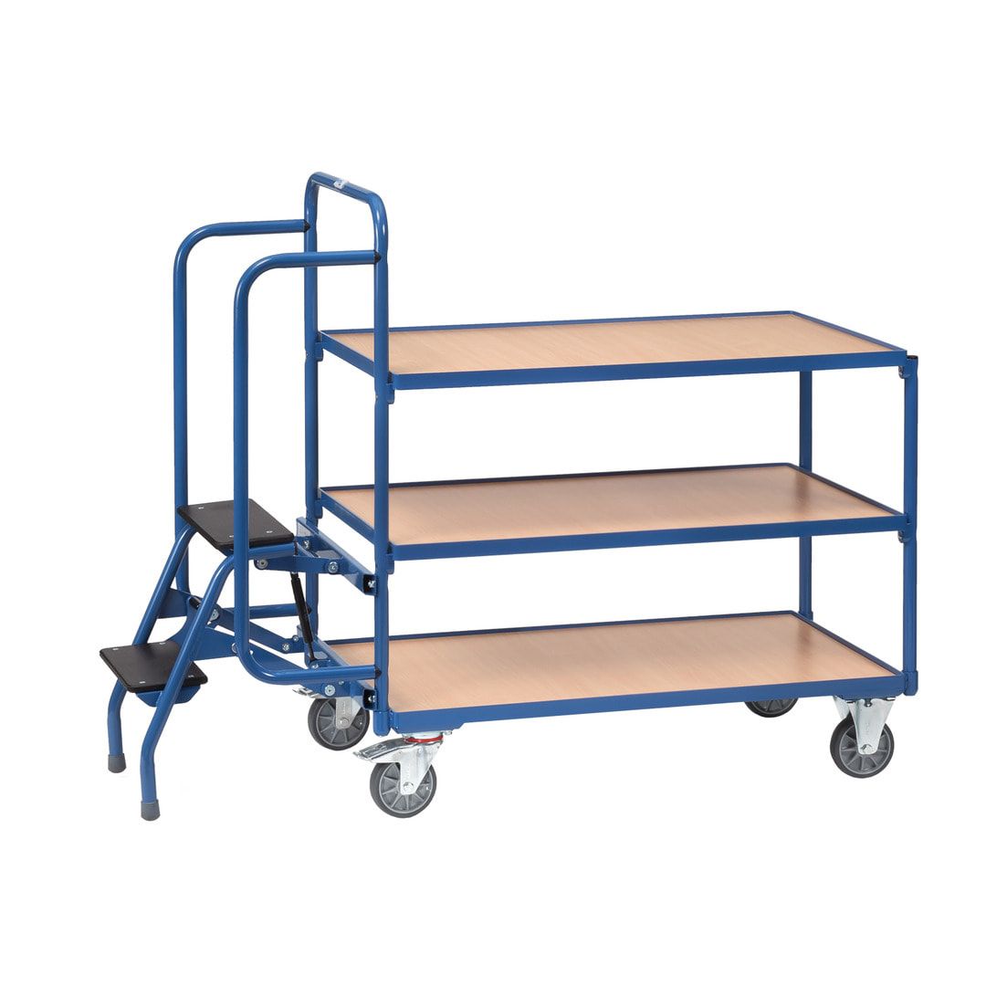 Fetra - Kommissionierwagen mit Trittstufen - Tragkraft 250 kg - 1.155 x 611 x 1.322 mm (HxBxT) - 2 Böden