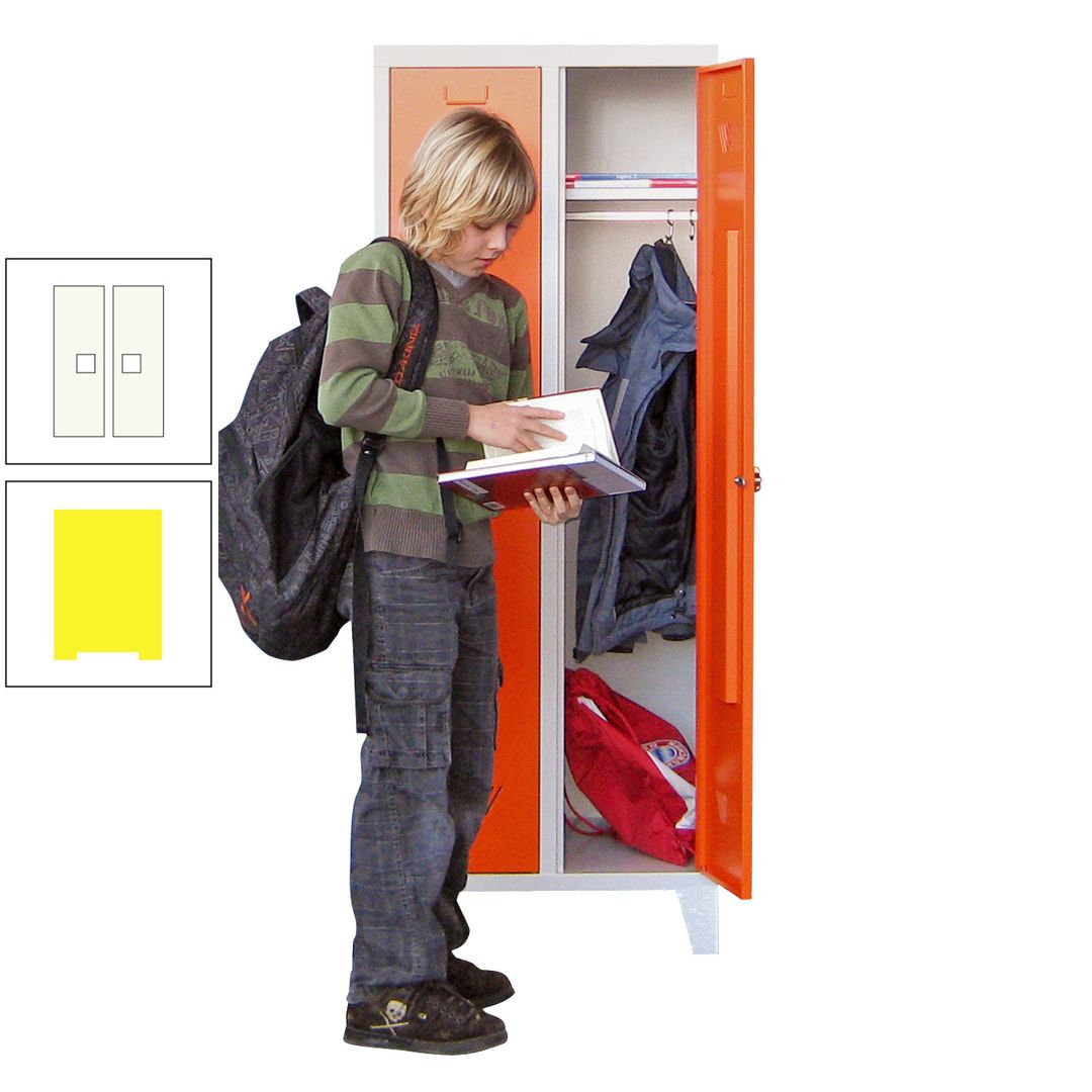 Spindschrank f. Schulen - mit Füßen - Höhe 1.600 mm - 3 Abteile a 300 mm - Drehriegel - anthrazitgrau