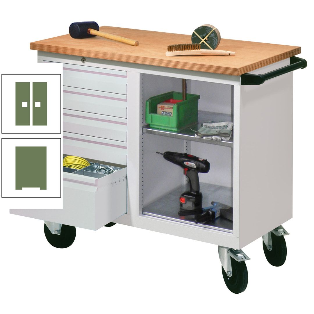 Mobile Werkbank - Werkstattwagen - 915 x 1.090 x 600 mm - 5 Schubladen und Ablagefach - anthrazitgrau