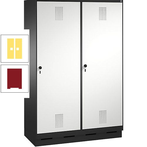 Doppel-Spind, Garderobenschrank, 2 Türen für 4 Abteile a 300 mm, Korpus anthrazitgrau, Türen anthrazitgrau, 1.800 x 1.200 x 500 mm (HxBxT)