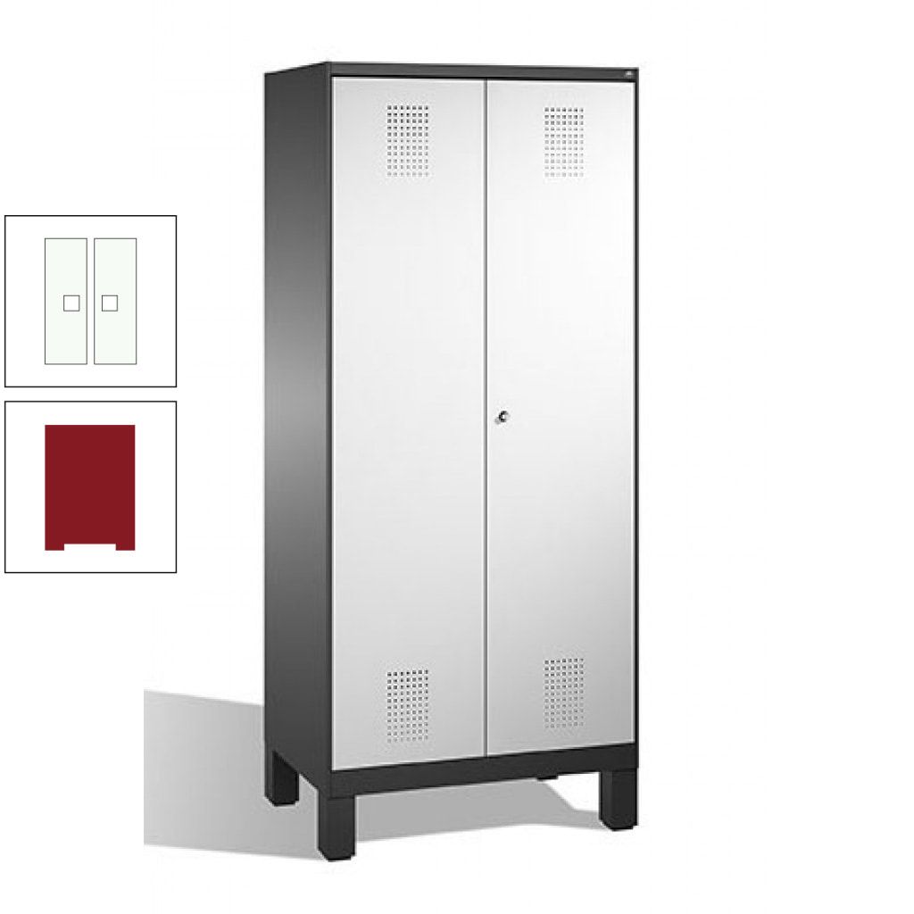 Mehrzweckschrank, Doppeltüren, auf Füßen, 2 Abteile a 400 mm, Korpus anthrazitgrau, Tür anthrazitgrau, 1.850 x 800 x 500 mm (HxBxT)