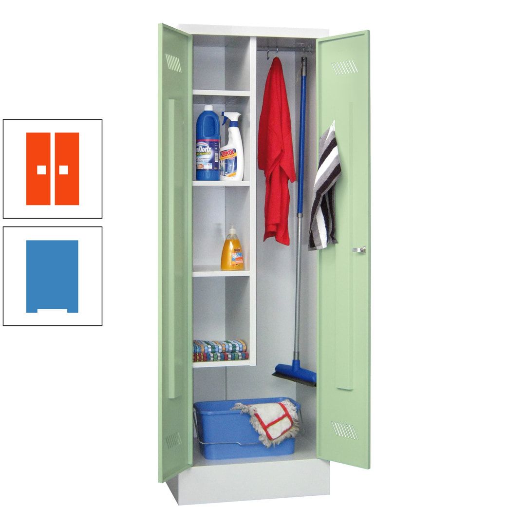 Putzschrank mit Sockel - 1 Abteil mit Trennwand - 1.850x600x500 mm (HxBxT) - Drehriegel - anthrazitgrau