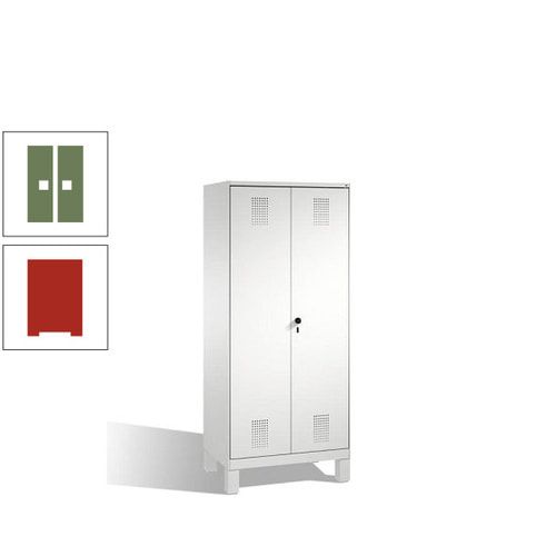 Doppel-Spind, Doppeltüren, Garderobenschrank mit Füßen, 2 Abteile a 400 mm, Korpus anthrazitgrau, Tür anthrazitgrau, 1.850 x 800 x 500 mm (HxBxT)