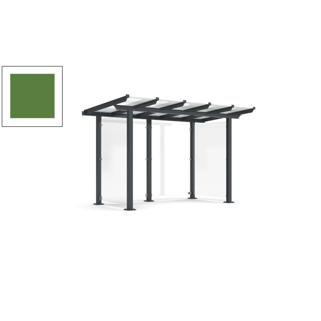 Unterstand mit Pultdach und Sicherheitsglas - feuerverzinkt und farbbeschichtet - 2.435 x 3.850 x 2.090 (HxBxT) - Farbe Achatgrau