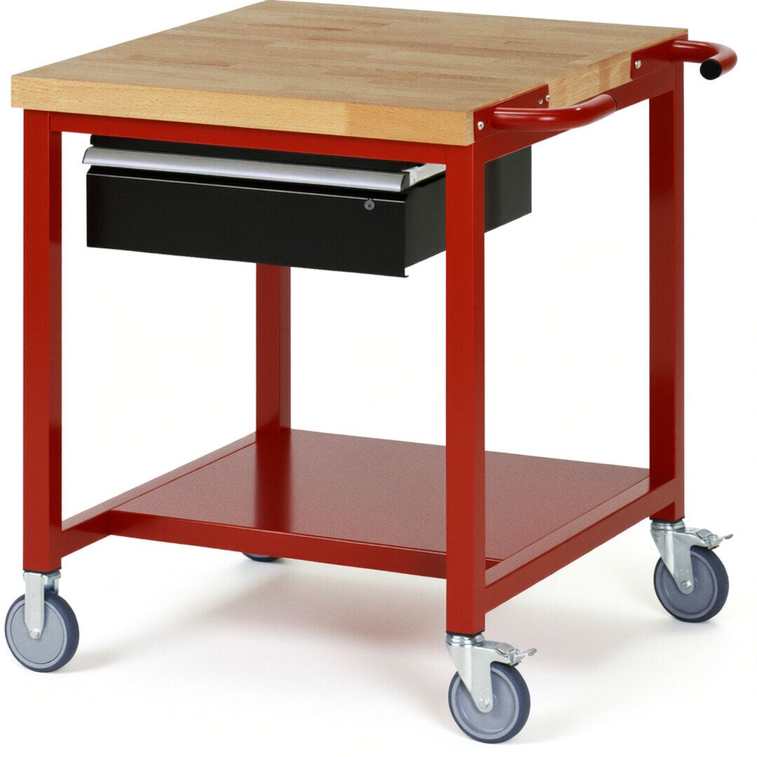 Mobile Werkbank mit Ablageboden - 1 Schublade - 150:1 - höhenverstellbar 880-1.080 mm - 750 x 900 mm (BxT) - 450 kg - Anthrazitgrau