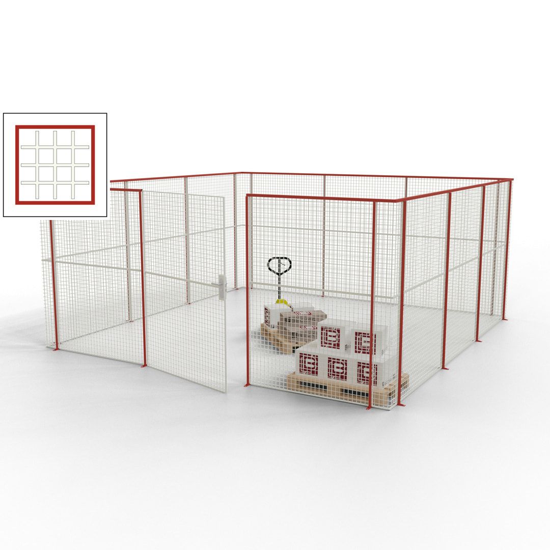 Maschinen Schutzgitter - Hallentrennwand - Sicherheitszaun - Tür - 18 m - 2.200 x 4.900 x 4.900 mm (HxBxT) - enzianblau