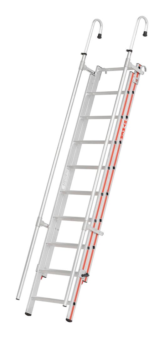 Einhänge-Schiebeleiter - Aluminium - ausziehbare Handläufe - Breite 550 mm - Länge 3.260 mm