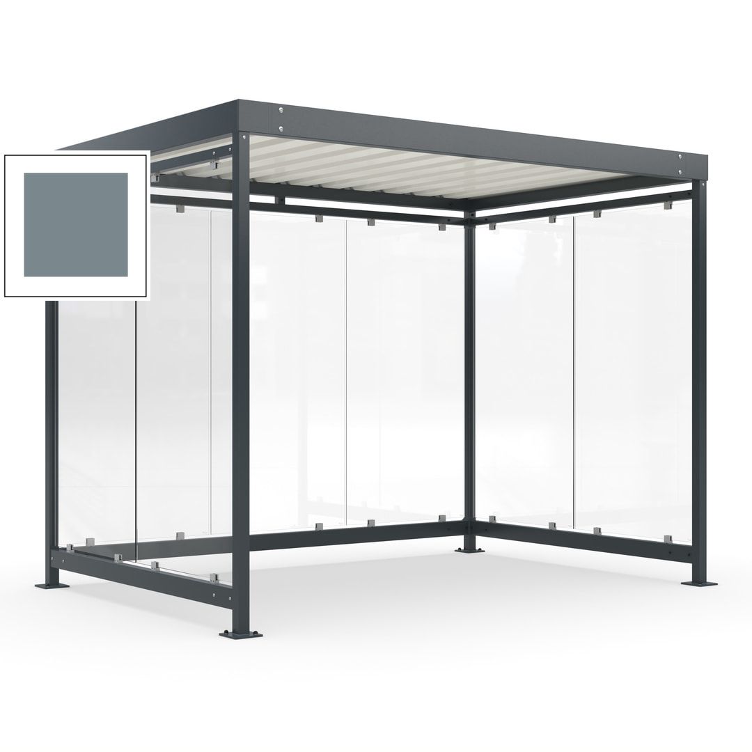 Raucherunterstand, Bausatz, Fahrgastunterstand, Bushaltestelle, 2.510 x 3.180 x 2.165 mm (HxBxT), 7 Wände, Achatgrau
