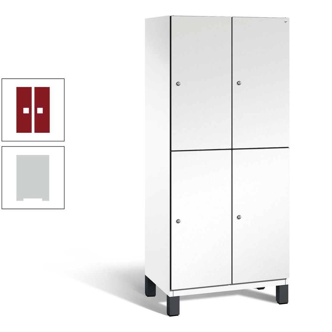 Fächerschrank, Stahlschrank, doppelstöckig, 4 Fächer, Füße, Korpus anthrazitgrau, Tür anthrazitgrau, 1.980 x 800 x 525 mm (HxBxT)