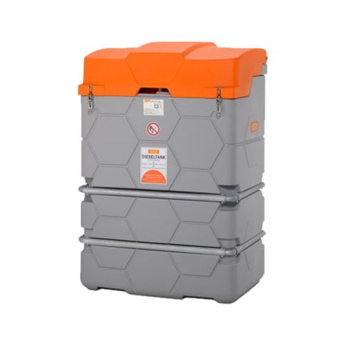 Mobile Outdoor Diesel Tankanlage mit Klappdeckel - Tankstation mit Zapfpistole - Volumen 1000 l