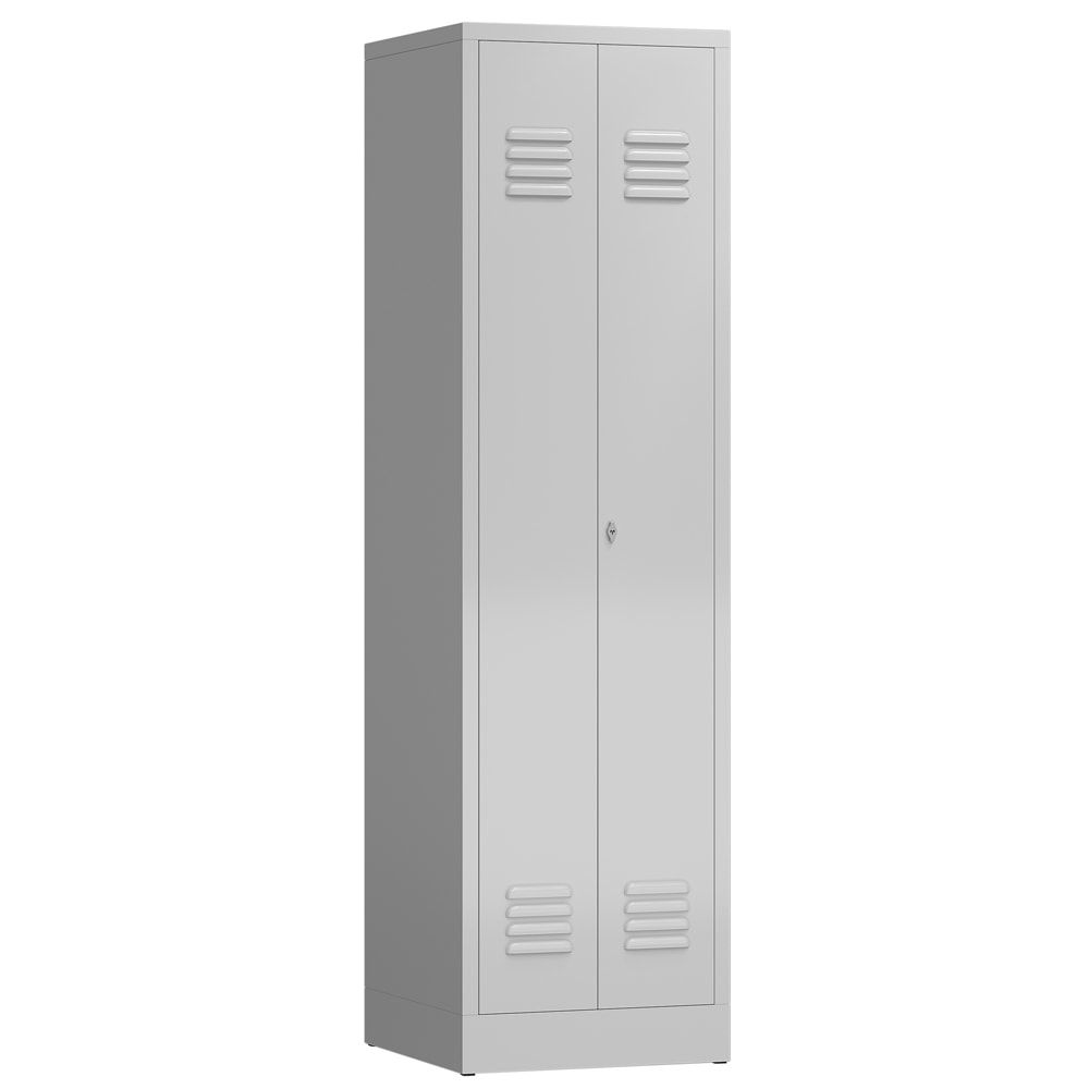 Mehrzweckschrank, Garderobenschrank, 2 Abteile, 6 Fächer, 1.800 x 500 x 500 mm (HxBxT), Drehriegel, Stahl, Korpus: lichtgrau, Front: anthrazitgrau