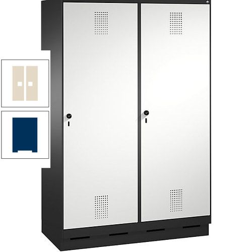 Doppel-Spind, Garderobenschrank, 2 Türen für 4 Abteile a 300 mm, Korpus anthrazitgrau, Türen anthrazitgrau, 1.800 x 1.200 x 500 mm (HxBxT)
