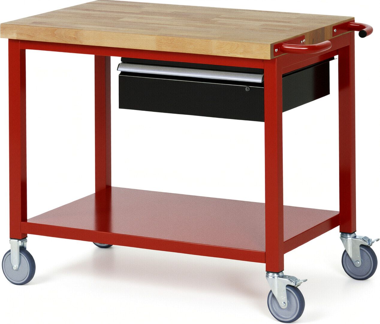 Mobile Werkbank mit Ablageboden - 1 Schublade - 150:1 - höhenverstellbar 880-1.080 mm - 1.000 x 700 mm (BxT) - 450 kg - Anthrazitgrau