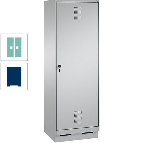 Doppel-Spind, Garderobenschrank, 1 Tür für 2 Abteile a 300 mm, Korpus anthrazitgrau, Türen anthrazitgrau, 1.800 x 600 x 500 mm (HxBxT)