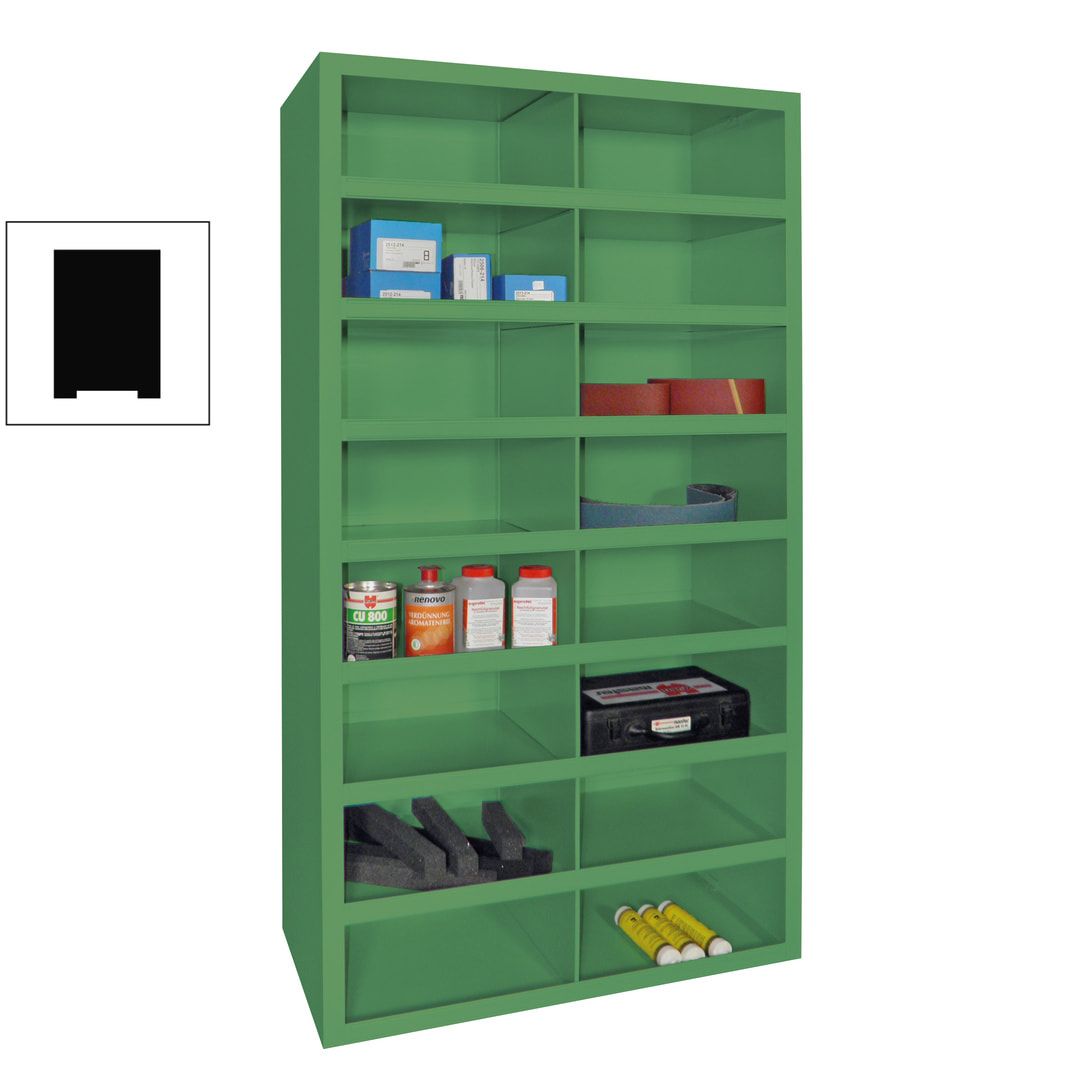 Fächerregal - Sortierstation - Ordnungsregal - 16 Fächer - Materialschrank - 1.800 x 1.000 x 500 mm (HxBxT) - Farbe anthrazitgrau