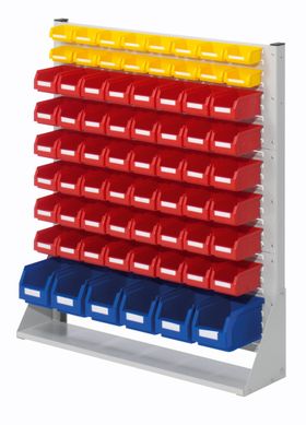 Stationäre Regalwand - Schlitzwand für Sichtlagerkästen - einseitig - mit oder ohne Bestückung - 1.100 x 1.000 x 240 mm (HxBxT)