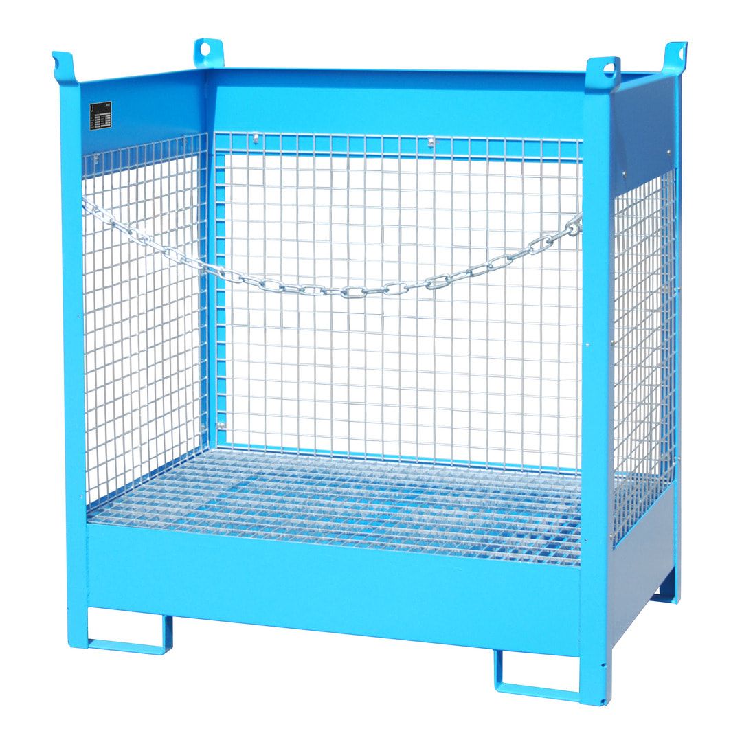 Fass-Stapelpalette - für 2 x 200-l-Fässer - Volumen 210 l - 1.495 x 1.410 x 920 mm (HxBxT) - Drahtgitterwände - feuerrot