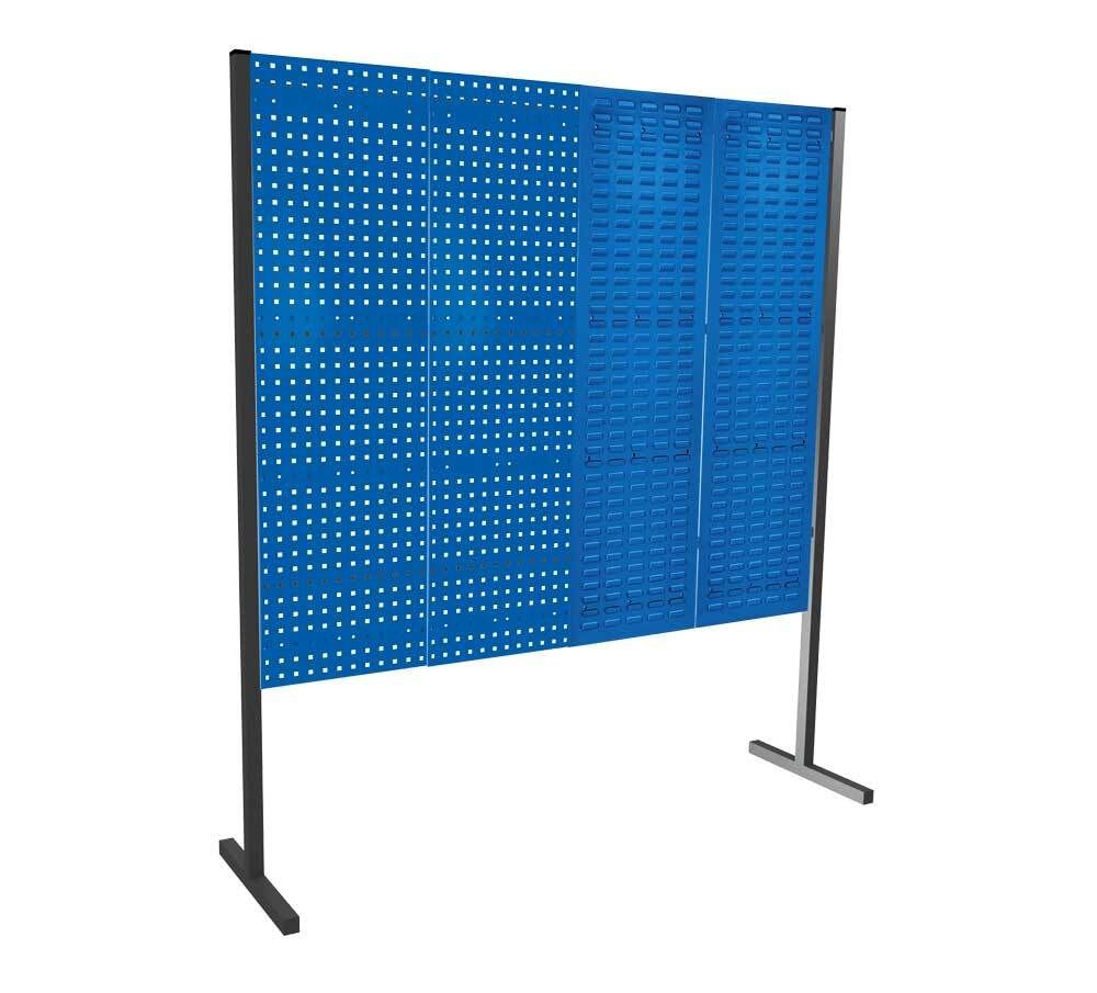 Modulare Trennwand, Werkzeugwand, Einzelfeld, 1 Loch- u. 1 Schlitzplatten, Plattenhöhe 1.500 mm, 2.000 x 1.000 mm (HxB), Anthrazit