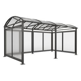 Fahrradüberdachung mit Erweiterung, Seitenverkleidung, Rückwand, Entwässerung, Bodenplatten, 2.640 x 5.040 x 2.830 mm (HxBxT), wählbar