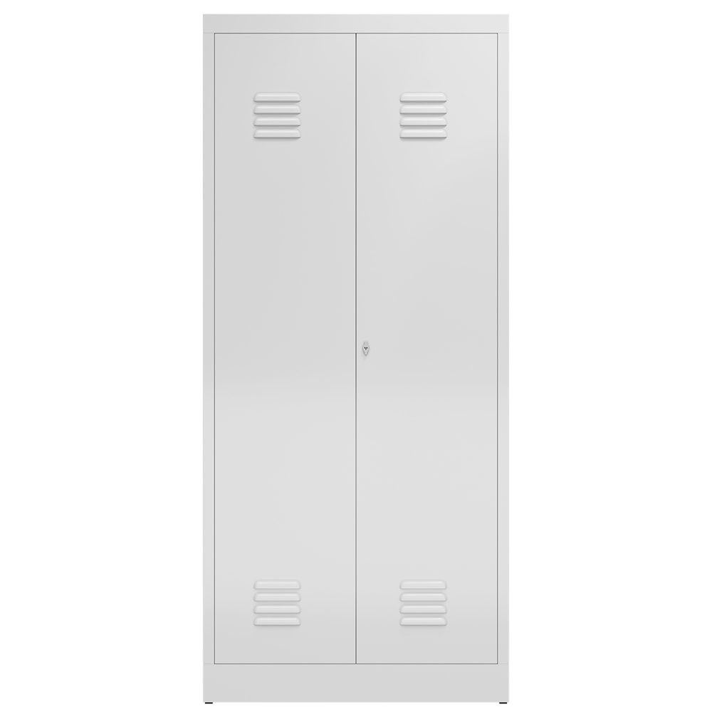 Mehrzweckschrank, Garderobenschrank, 2 Abteile, 6 Fächer, 1.800 x 800 x 500 mm (HxBxT), Drehriegel, Stahl, Korpus: lichtgrau, Front: anthrazitgrau