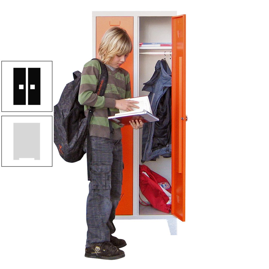 Spindschrank f. Schulen - mit Füßen - Höhe 1.600 mm - 3 Abteile a 300 mm - Drehriegel - anthrazitgrau