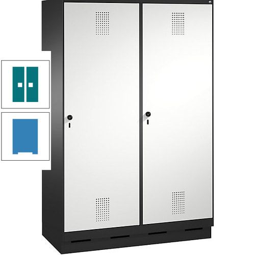 Doppel-Spind, Garderobenschrank, 2 Türen für 4 Abteile a 300 mm, Korpus anthrazitgrau, Türen anthrazitgrau, 1.800 x 1.200 x 500 mm (HxBxT)