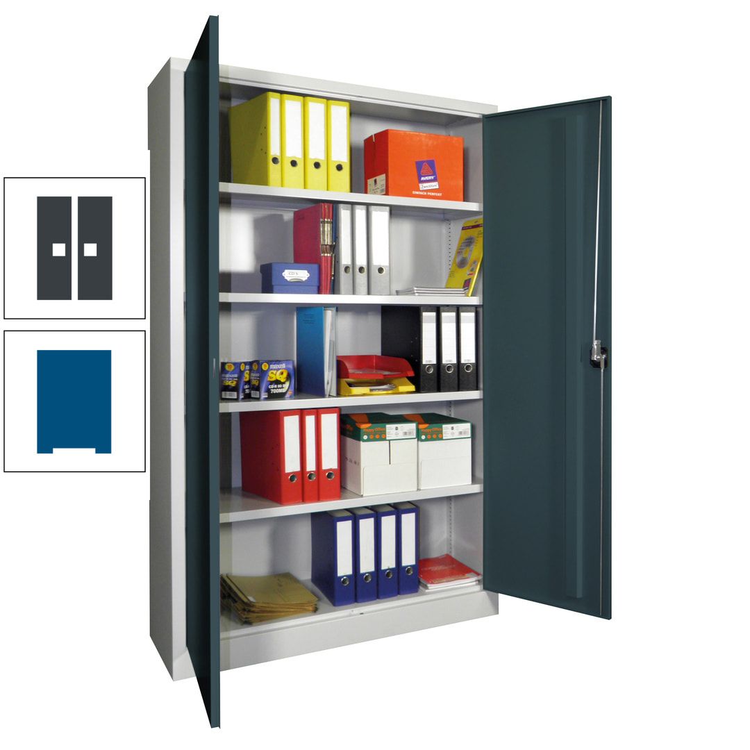 Aktenschrank - Vollblechtüren - 1.950x1.200x400 mm (HxBxT) - 4 Einlegeböden verzinkt - Zylinderschloss - anthrazitgrau