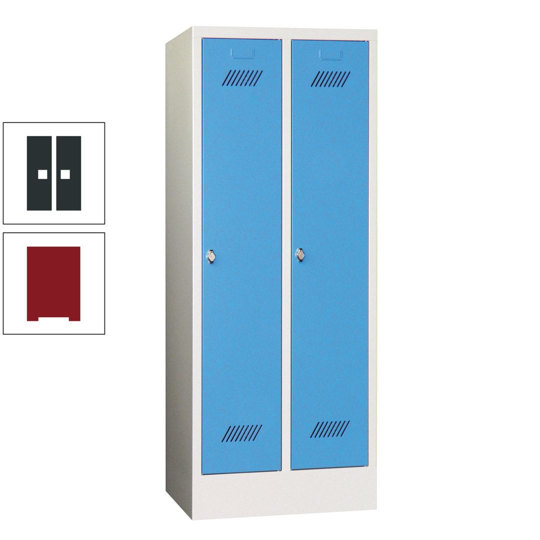 Spindschrank f. Schulen - mit Sockel - Höhe 1.600 mm - 2 Abteile a 300 mm - Drehriegel - anthrazitgrau