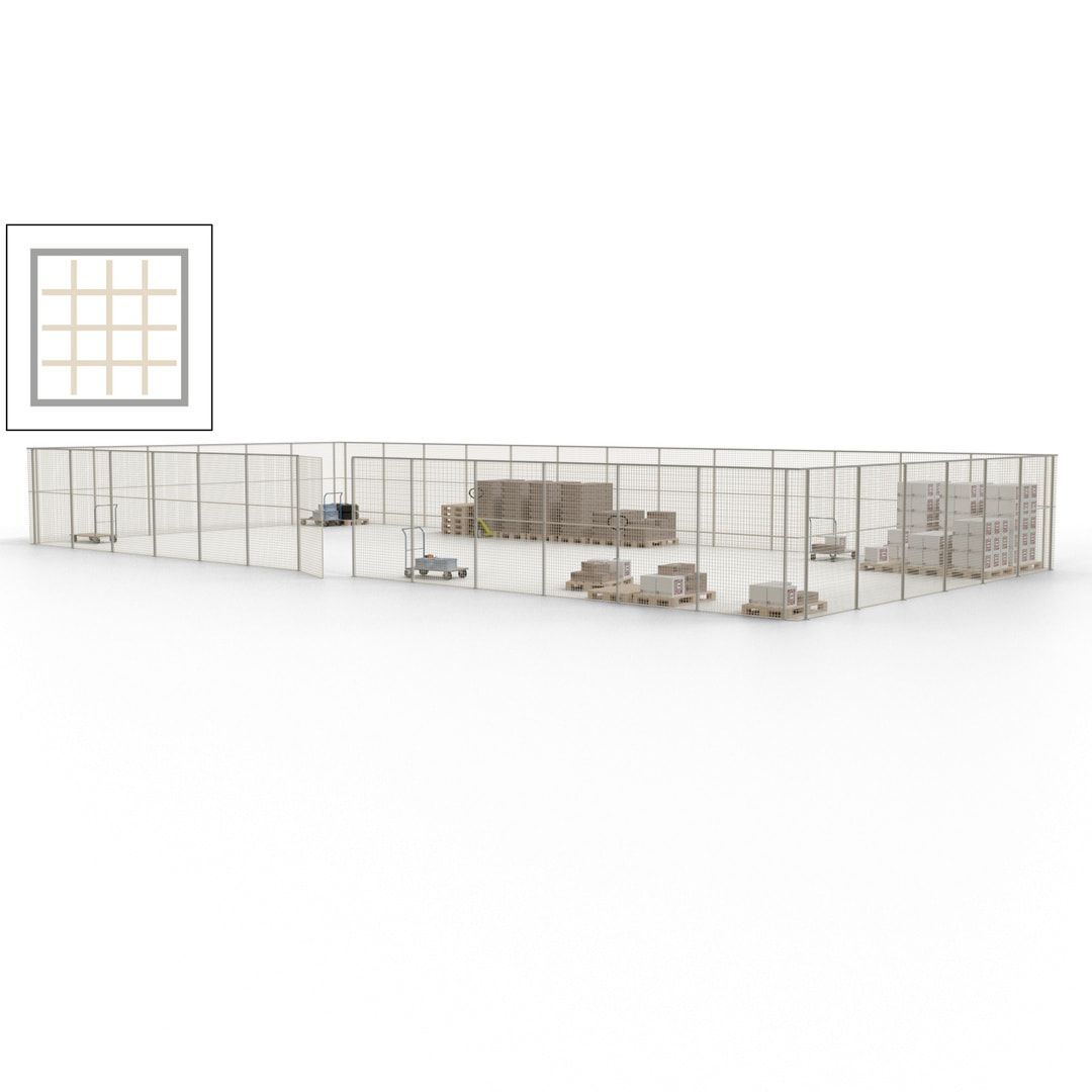 Maschinen Schutzgitter - Hallentrennwand - Sicherheitszaun - Tür - 57 m - 2.200 x 19.900 x 9.400 mm (HxBxT) - enzianblau