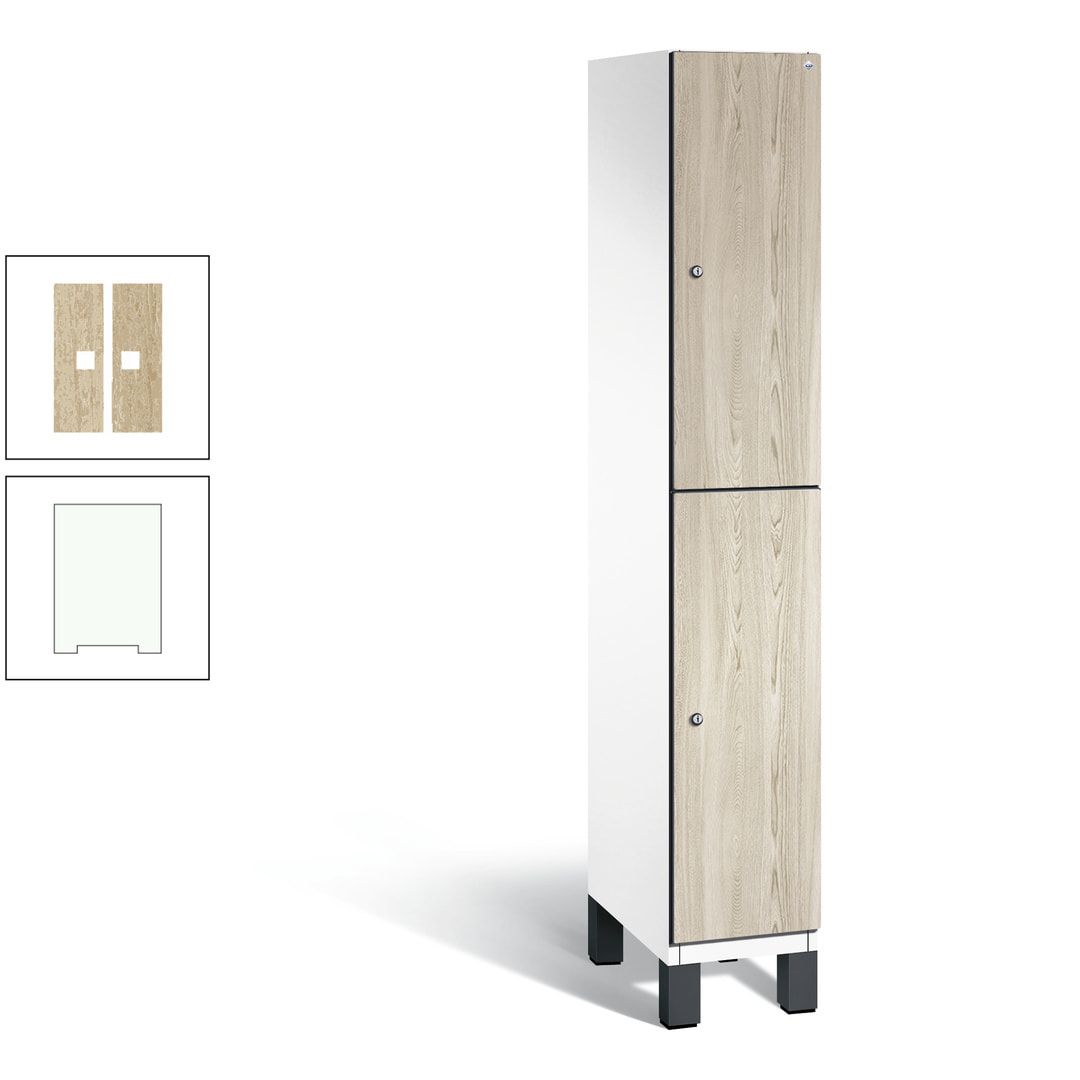 Fächerschrank, Garderobenschrank, mit Füßen, 1 Abteile, 1.980 x 300 x 525 mm (HxBxT), Korpus anthrazitgrau, Tür Donau-Ahorn