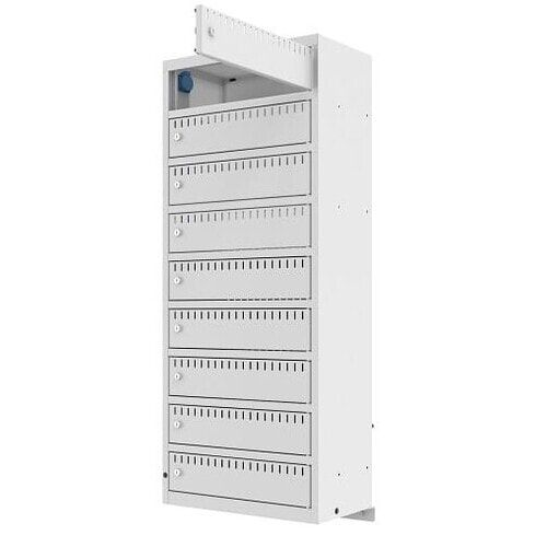 Akkuschrank, Batterieladeschrank, 9 Fächer, Überstromsicherung IP21, 1.325 x 550 x 300 mm (HxBxT), Korpusfarbe anthrazitgrau, Frontfarbe anthrazitgrau