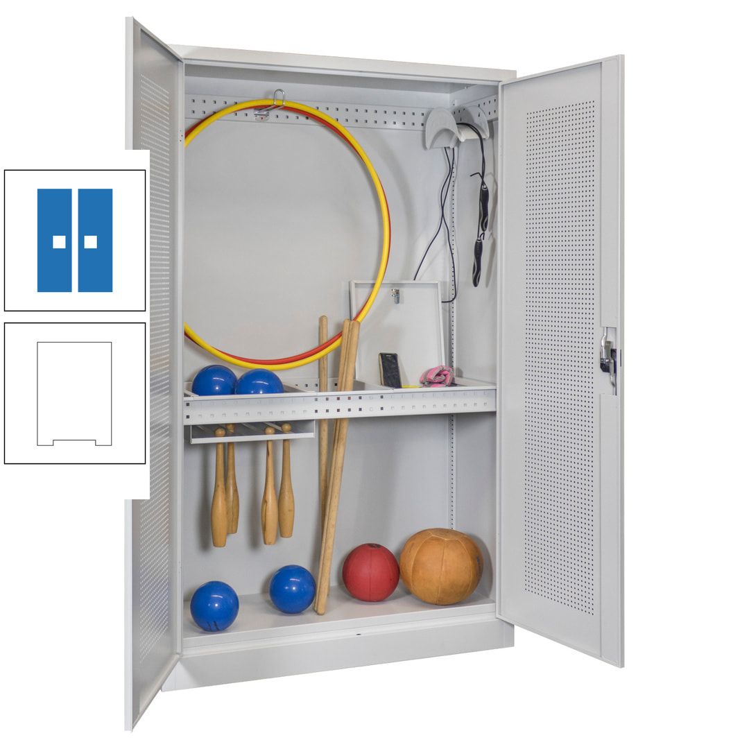 Sportschrank - Lochfeldtüren - Variante 1 - 1.950x1.200x500 mm (HxBxT) - anthrazitgrau