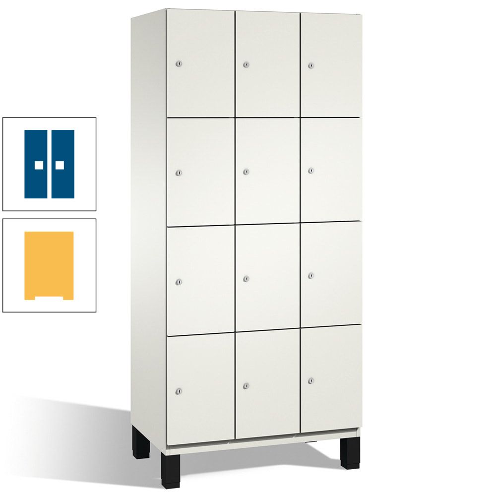 Fächerschrank, Stahlschrank, 12 Fächer, Türöffnungsbegrenzer, mit Füßen, Korpus lichtgrau, Tür anthrazitgrau, 1.980 x 900 x 525 mm (HxBxT)