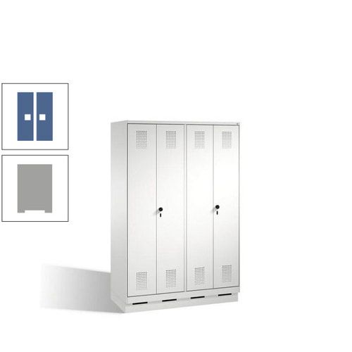Doppel-Spind, Doppeltüren, Garderobenschrank mit Sockel, 4 Abteile a 300 mm, Korpus anthrazitgrau, Tür anthrazitgrau, 1.800 x 1.200 x 500 mm (HxBxT)