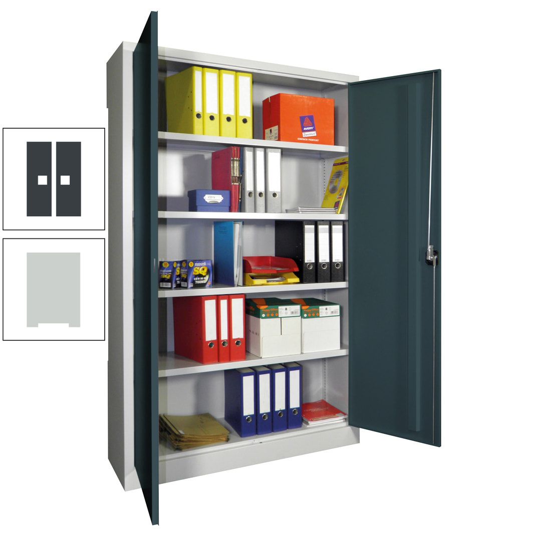 Aktenschrank - Vollblechtüren - 1.950x1.200x400 mm (HxBxT) - 4 Einlegeböden verzinkt - Zylinderschloss - anthrazitgrau