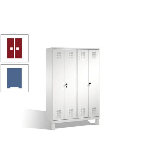 Doppel-Spind, Doppeltüren, Garderobenschrank mit Füßen, 4 Abteile a 300 mm, Korpus anthrazitgrau, Tür anthrazitgrau, 1.850 x 1.200 x 500 mm (HxBxT)
