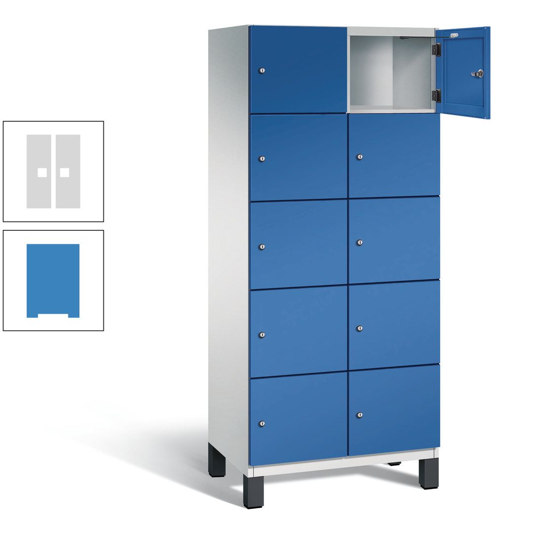 Fächerschrank, Stahlschrank, 10 Fächer, Türöffnungsbegrenzer, Füße, 1.980 x 800 x 525 mm (HxBxT), Korpus anthrazitgrau, Front anthrazitgrau