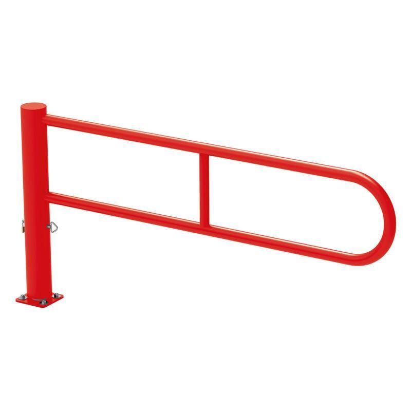 Drehschranke, Schlagbaum, Drehachse, arretierbar, Stahlrohr, 2.300 mm breit, Verkehrsschildanbringung möglich, Farbe enzianblau